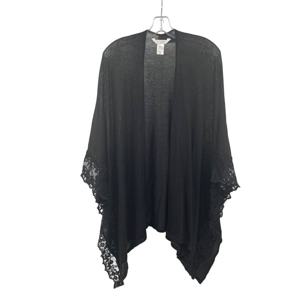 LC Lauren Conrad Open Front Poncho Lace Cuff Sheer Black One Size Fits All